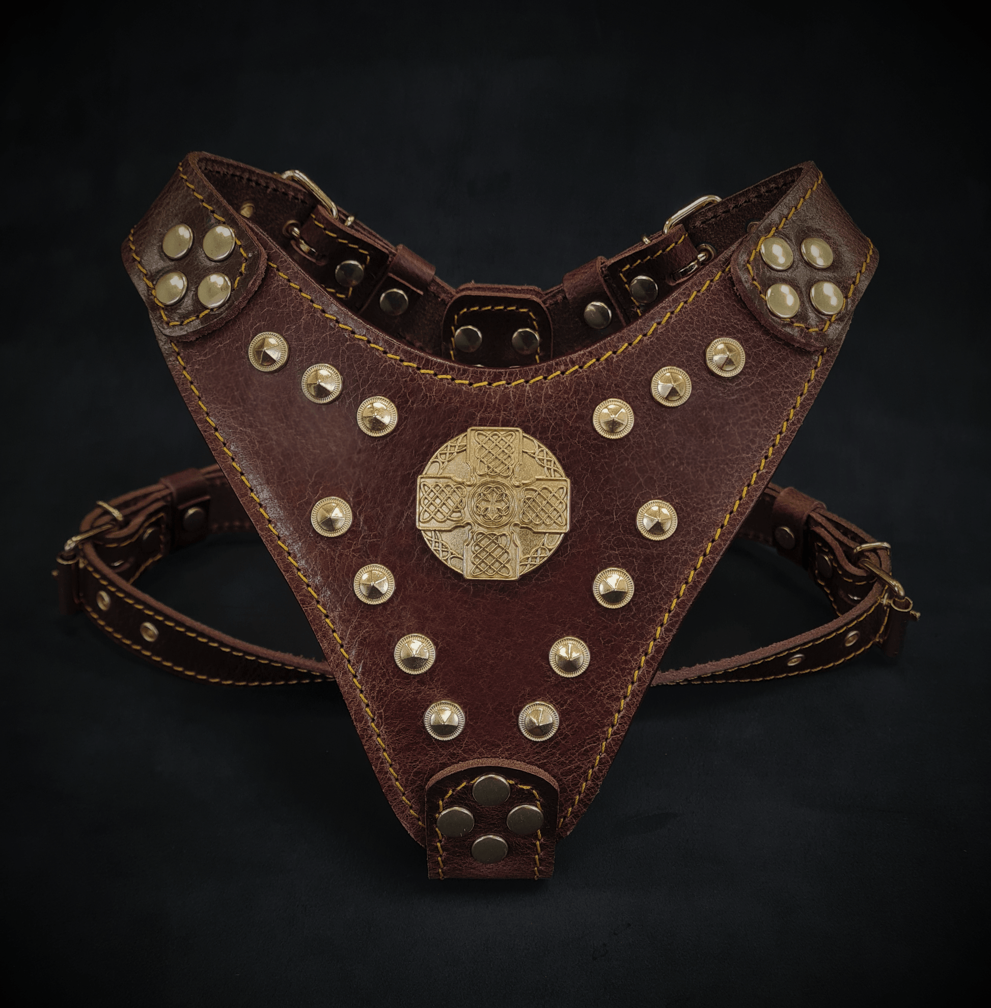 The ''Maximus'' harness Brown & Gold Small to Medium Size-0