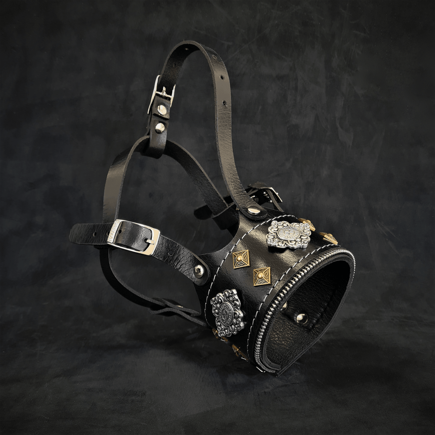 The "Aztec" leather muzzle BLACK-0