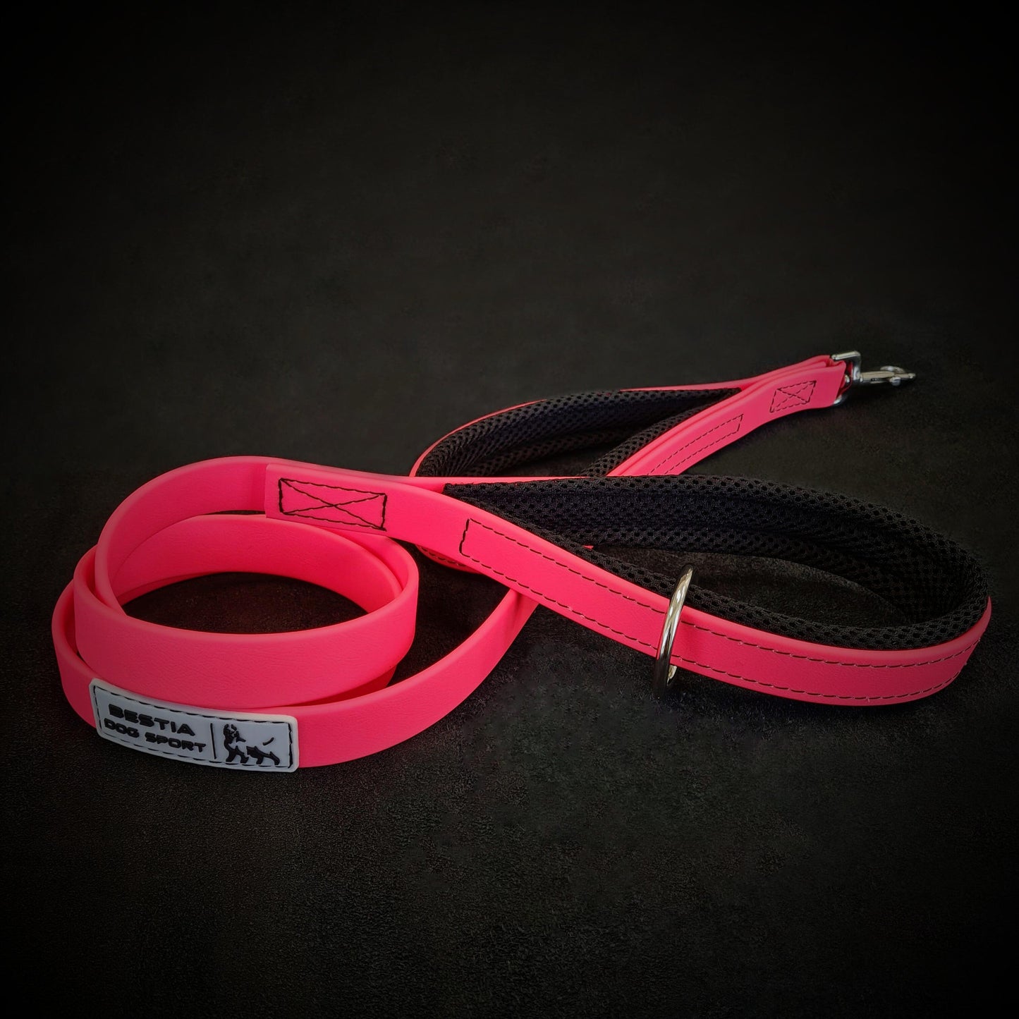 BESTIA DOG SPORT dual handle leash neon pink-0