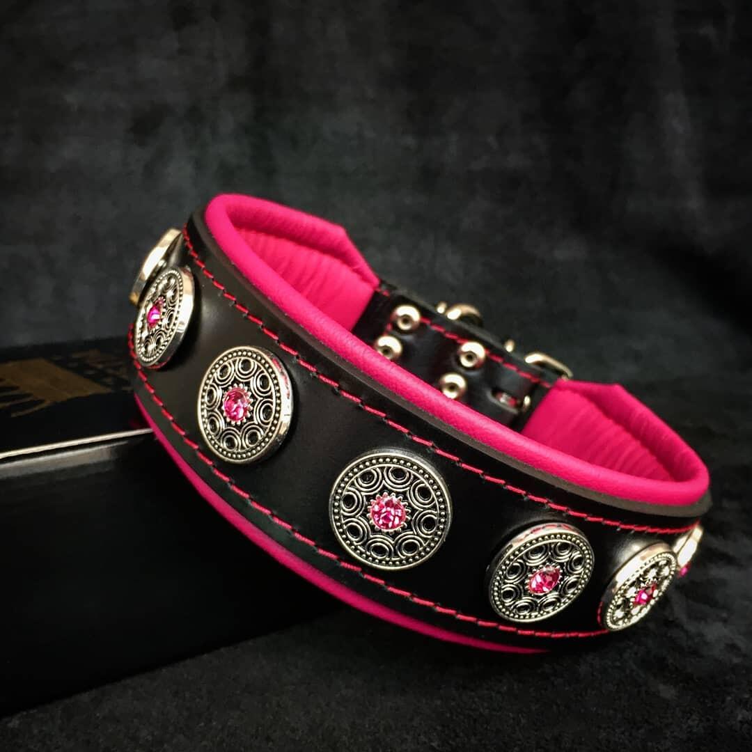 "Bijou" collar black & pink-0