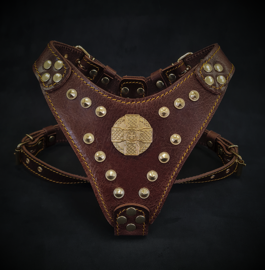 The ''Maximus'' harness Brown & Gold Small to Medium Size-0