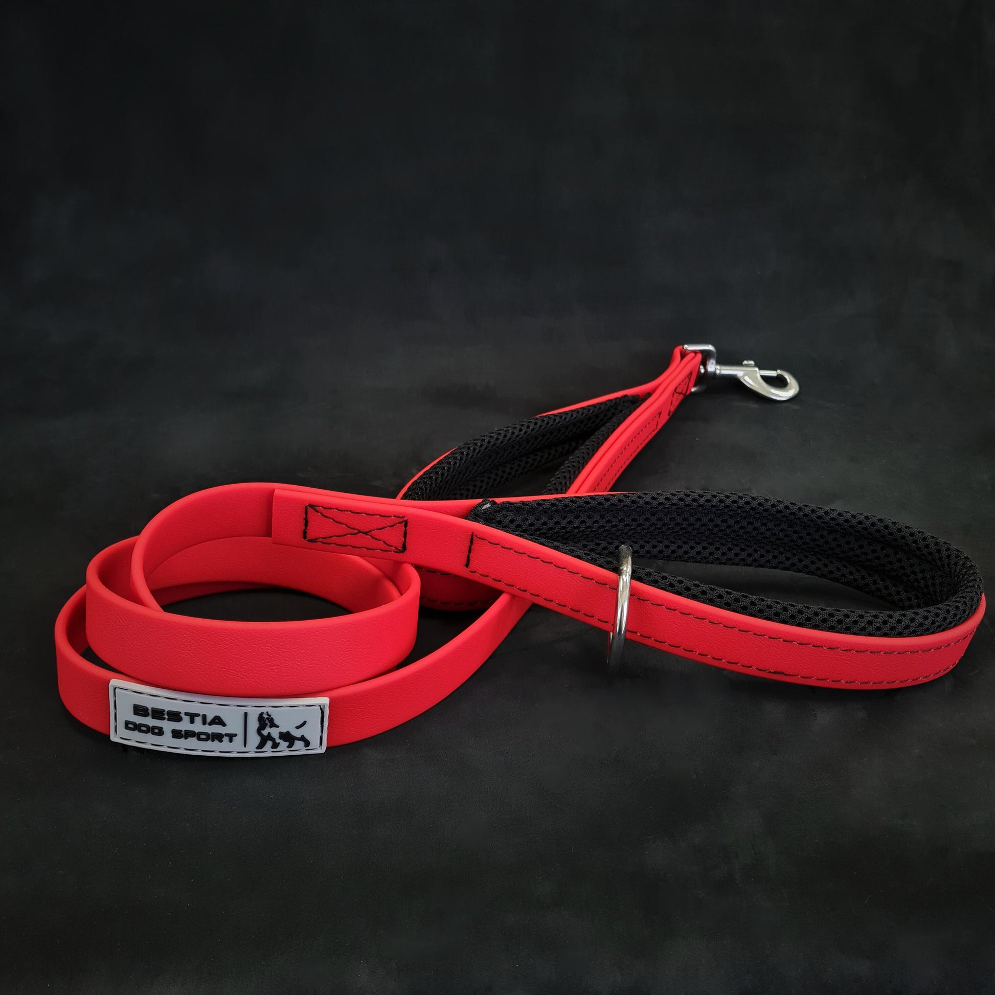 BESTIA DOG SPORT dual handle leash Red-0