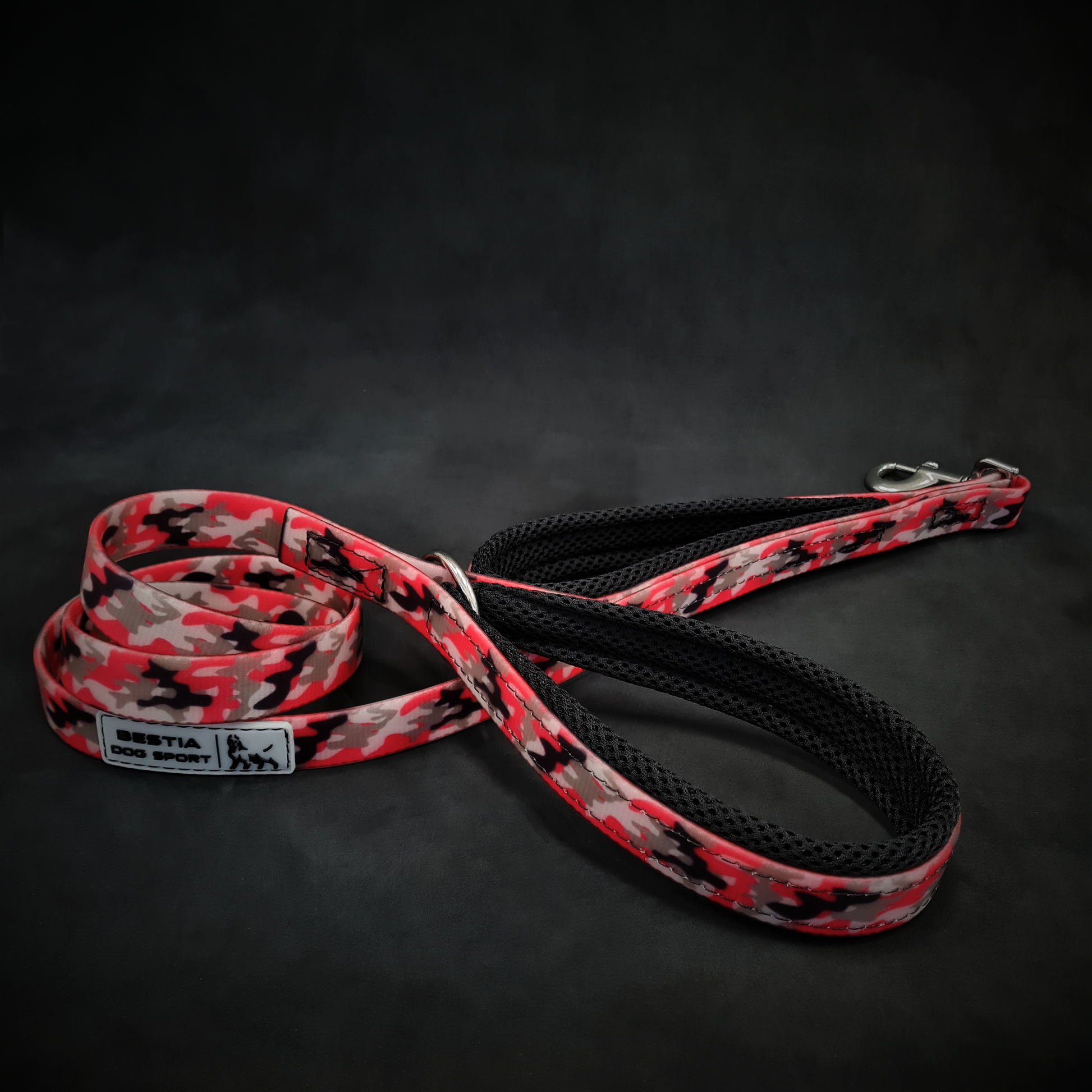 BESTIA DOG SPORT dual handle leash Red Camo-0