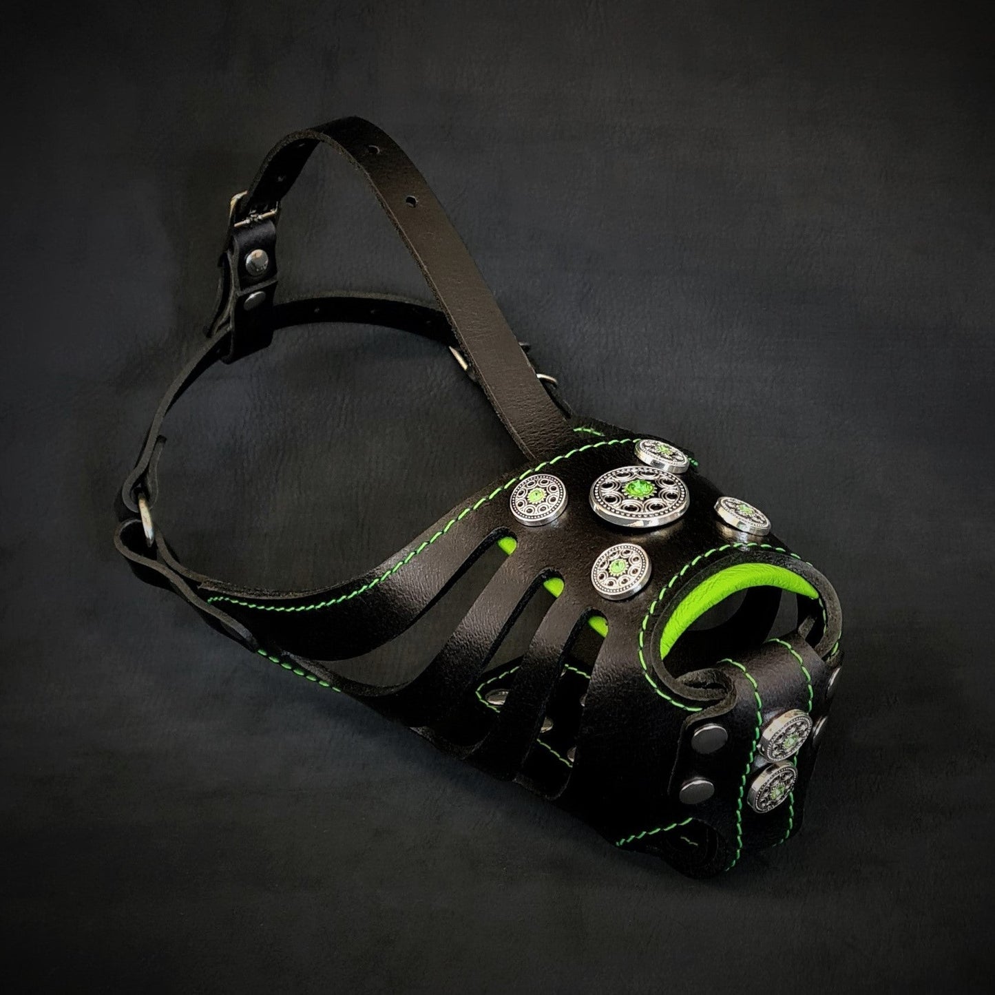 The ''Bijou'' Basket Muzzle Black & Green-0