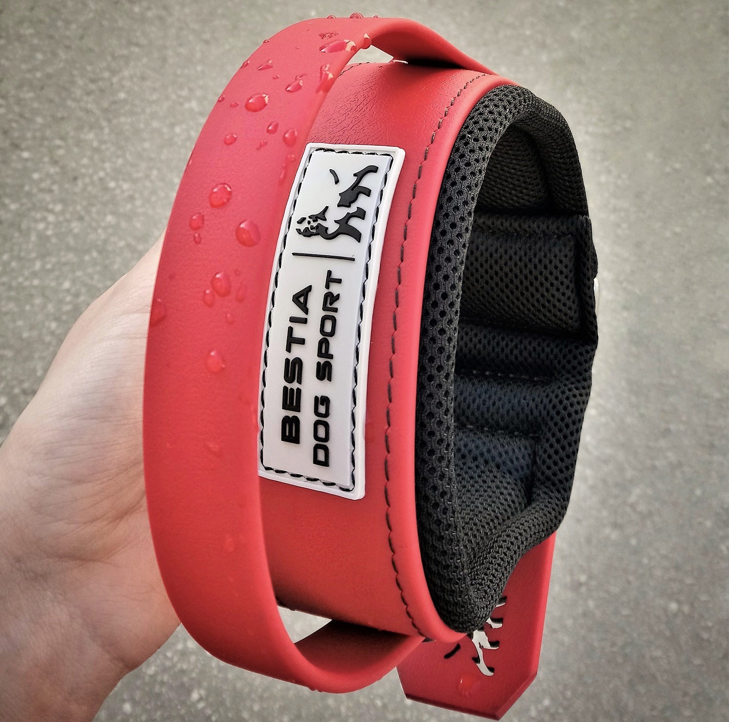 BESTIA DOG SPORT HANDLE COLLAR ALL RED-1