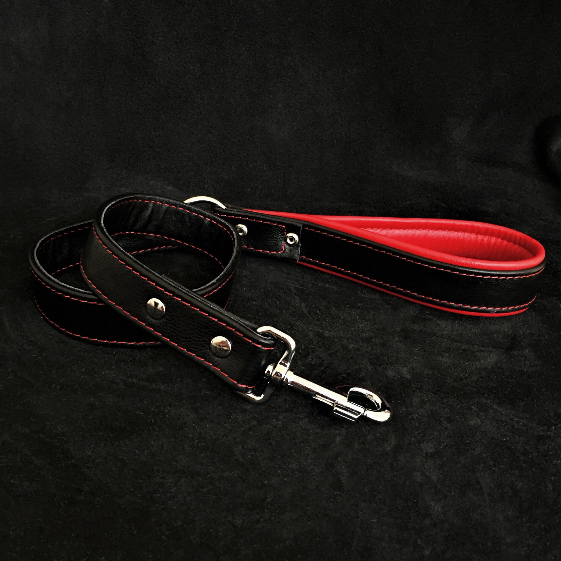 Black soft leather dog leash-0