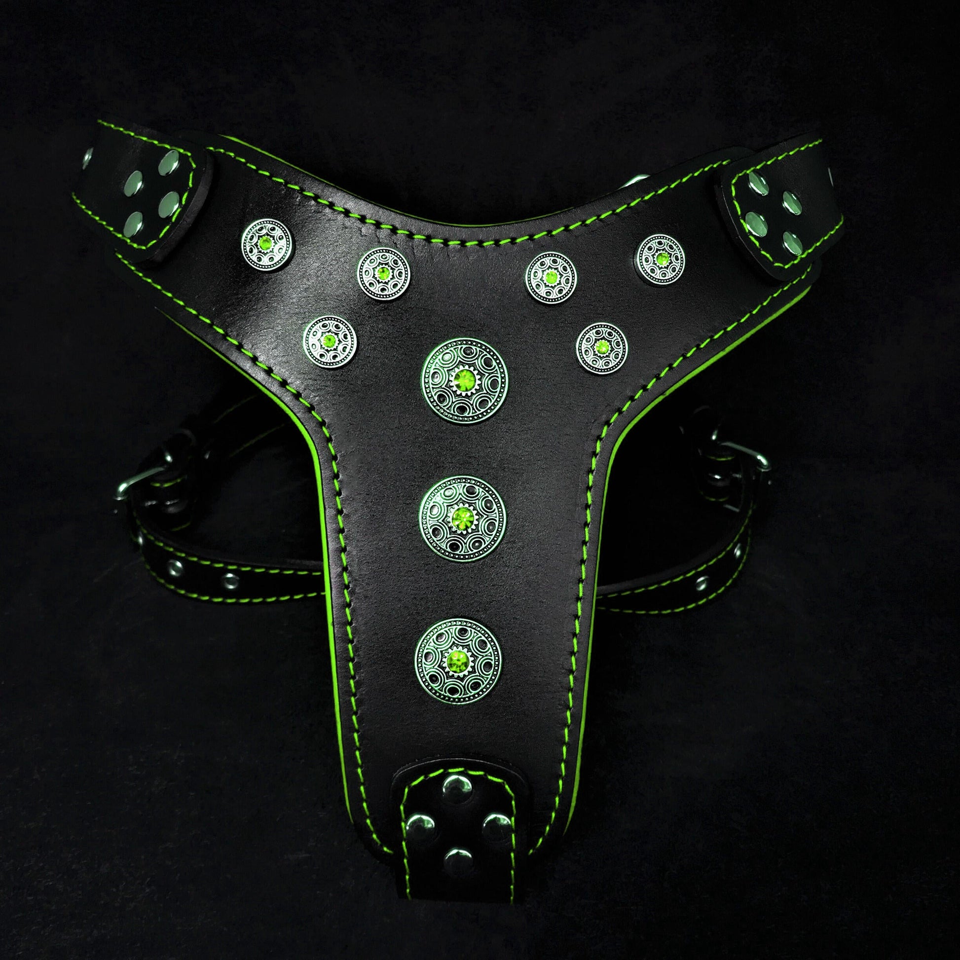 ''Bijou'' harness Black & Green for big dogs-0